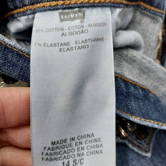 3341 Size 14 Levi's 515 Upcycled Bell Bottoms in Red Black Lace - Picture 8 of 8